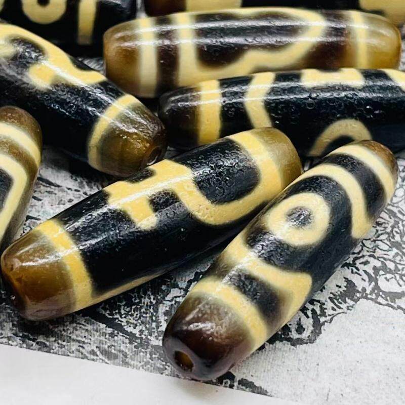 保真品西藏天然玛瑙老天珠牙黄虎牙财神吊坠项坠男女颈坠配珠饰品