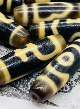 保真天然玛瑙老天珠牙黄虎牙吊坠