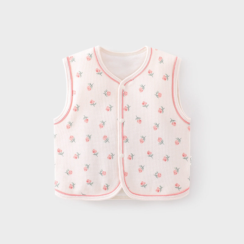 婴儿保暖马甲秋冬季宝宝夹棉背心儿童坎肩马夹新生儿泡芙格上衣