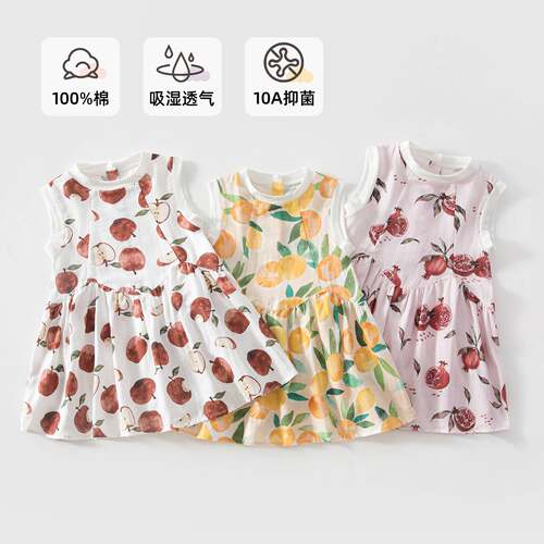 女宝宝纯棉连衣裙夏季薄款公主裙女童无袖背心裙2026新款可爱甜美
