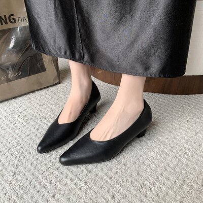 职业浅口单鞋高跟鞋女粗跟5cm