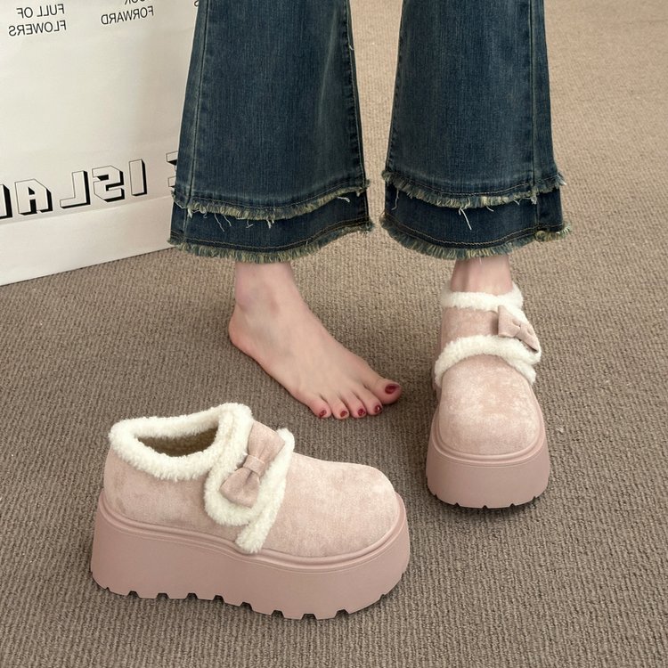 韩系复古加绒加厚保暖勃肯棉鞋