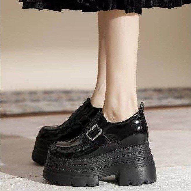 亮皮时尚内增高小个子厚底乐福鞋2026新款高跟英伦小皮鞋百搭单鞋,女鞋,深口单鞋,淘宝优惠券,粉丝福利购,淘宝优惠卷