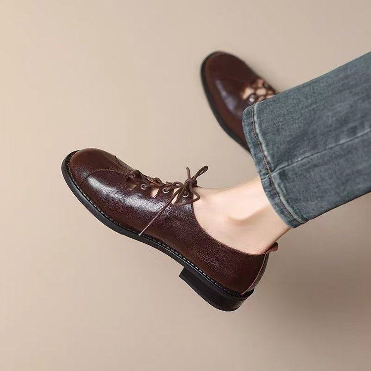 新款2026百搭英伦风复古中跟深口单鞋女生春夏通勤百搭系带小皮鞋,女鞋,深口单鞋,淘宝优惠券,粉丝福利购,淘宝优惠卷