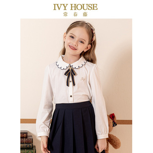HOUSE常春藤儿童装 针织花瓣领长袖 女童衬衫 款 衬衣百搭 春季 IVY