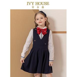 款 女童春季 背心裙刺绣连衣裙英伦学院百搭 HOUSE常春藤儿童装 IVY
