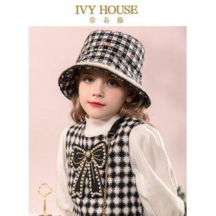 渔夫帽子小香风复古格纹配饰 女童秋冬新款 IVY HOUSE常春藤儿童装