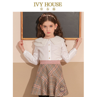 花边领衬衣双层荷叶边衬衫 IVY 新款 女童秋季 上衣 HOUSE常春藤童装