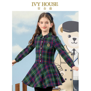 HOUSE常春藤儿童装 衬衫 女童秋季 格子长袖 连衣裙英伦学院风 款 IVY