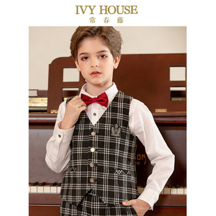 经典 男童西服马甲秋 格纹背心钢琴演出面试 HOUSE常春藤儿童装 IVY