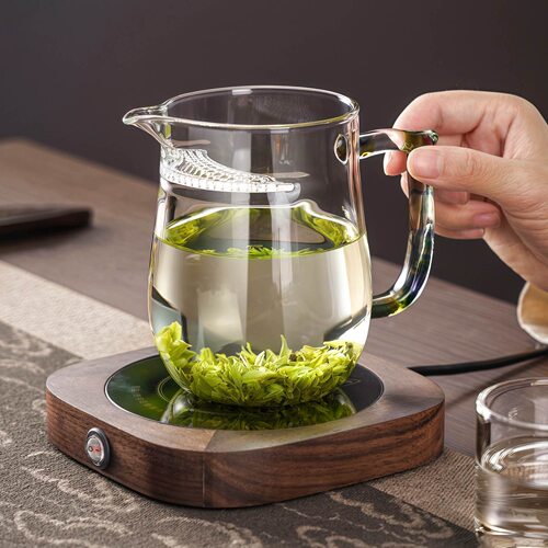 新款月牙公道杯子耐热玻璃茶海杯漏一体过滤分茶器绿茶专用混色