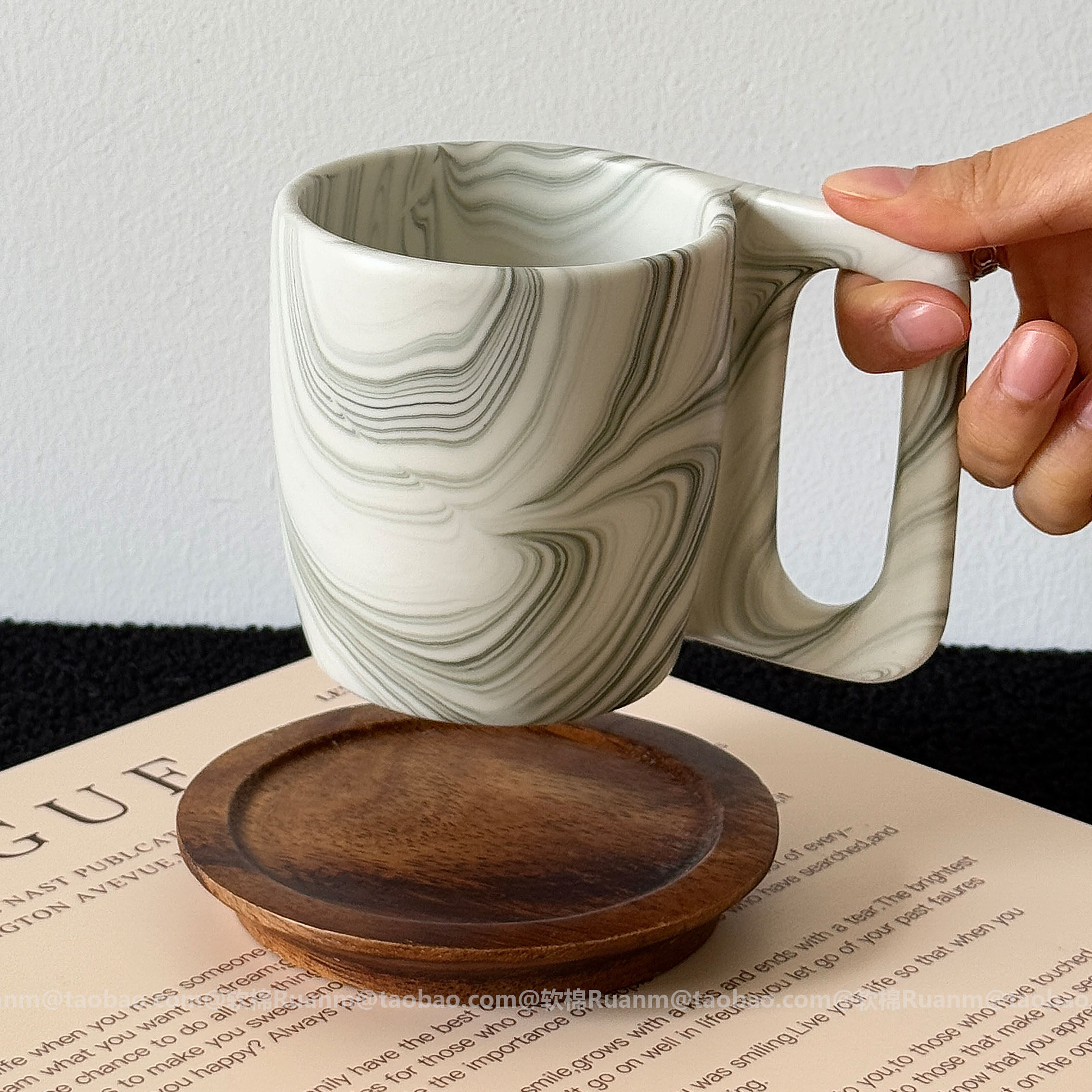 复古哑光墨染绿卷纸杯陶瓷马克杯子高颜值水杯拿铁咖啡杯伴手礼物,餐饮具,马克杯,淘宝优惠券,粉丝福利购,淘宝优惠卷