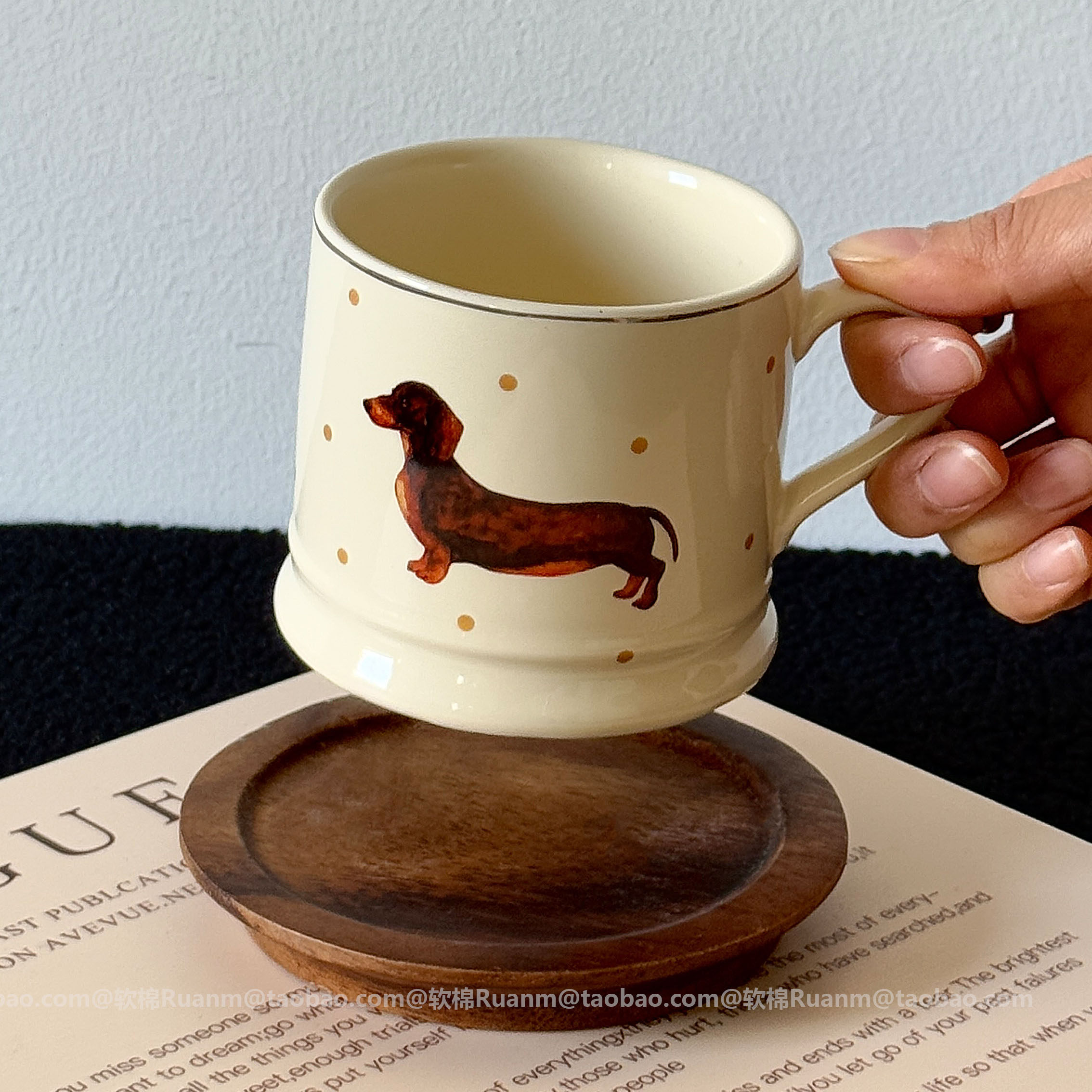 复古腊肠犬陶瓷马克杯卡通高颜值咖啡杯家用喝水杯子下午茶杯礼物
