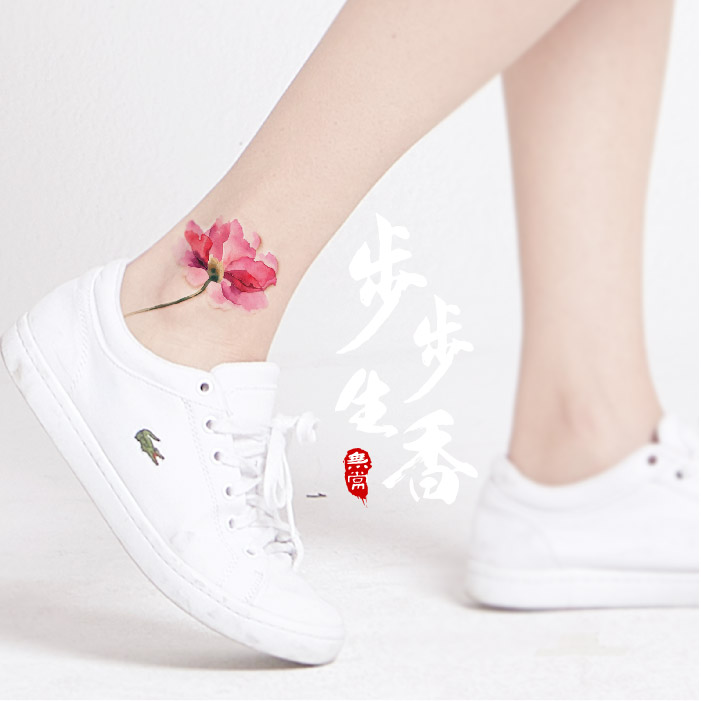 墨印记花朵纹身贴脚踝防水持久唯美逼真小清新文艺少女性感古风
