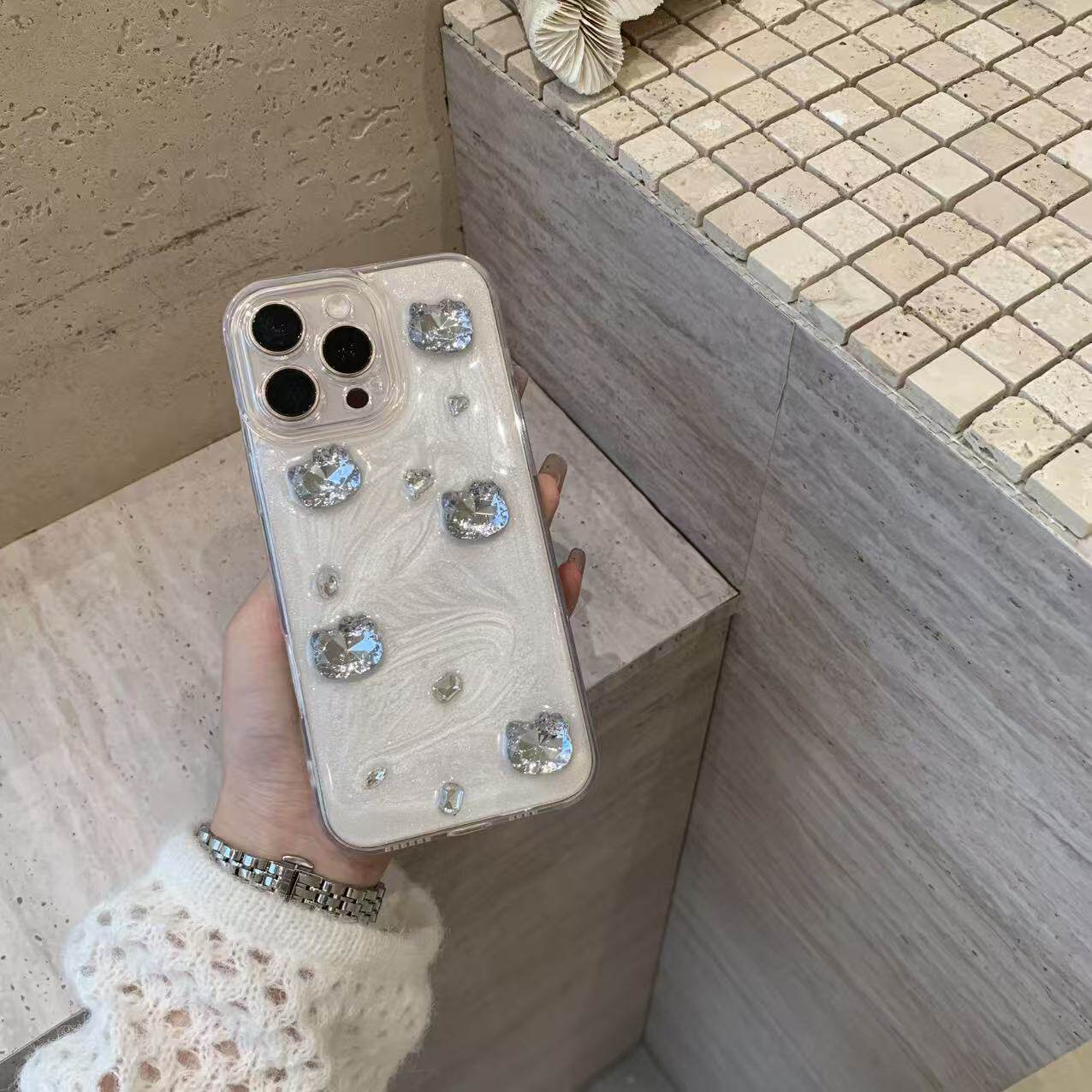 iPhone滴胶珠光KT水钻奢华手机壳