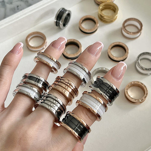 钛钢玫瑰金不掉色食指情侣对戒