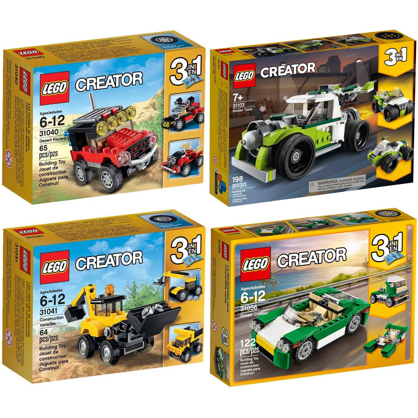 创意百变LEGO乐高3合1猴31019工程车31089跑车31037赛车 铲车松鼠