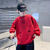 男童卫衣春秋款新款帅气炸街秋装中大童装秋季男孩长袖上衣潮，童装T恤，摩比熊