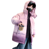 新款男童羽绒棉加厚棉袄中大童冬装洋气渐变连帽棉服外套，童装棉衣，摩比熊