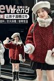 女童加厚呢大衣年冬季新款休闲毛毛拼接外套中大童碎花夹克衫，童装外套，摩比熊