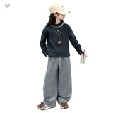 女童绒衫年秋冬新款花边领口纯色打底衫中大儿童百搭长袖上衣，童装T恤，摩比熊