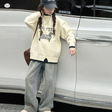 女童撞色毛衣套装秋冬新款中大童卡通刺绣针织衫阔腿裤两件套，童装毛衣，摩比熊