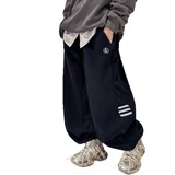 男童冬季加绒裤子新款中大童秋冬款加厚男孩儿童一体绒运动裤，童装裤子，摩比熊