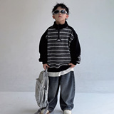 男童款卫衣加绒加厚新款中大童冬季儿童半高领一体绒上衣，童装卫衣/绒衫，摩比熊