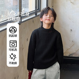 童装男童仿貂绒毛衣冬季新款儿童加厚半高领衣服大童保暖冬装，童装毛衣，摩比熊