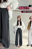 女童年秋冬新款加绒人字纹直筒裤大童春秋阔腿裤韩版高腰长裤，童装裤子，摩比熊