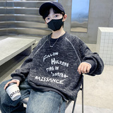 童装男童宽松圆领加绒卫衣新款加厚一体绒大童打底上衣潮，童装卫衣/绒衫，摩比熊