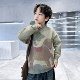 男童冬装卡通年服毛衣大童新款冬季男孩保暖加厚毛衫打底，童装毛衣，摩比熊