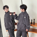 新款秋冬款男童加厚加绒开衫家居服中大童休闲两件套睡衣套装，童装家居服（睡衣），摩比熊