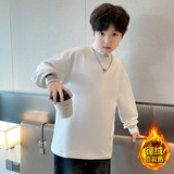 儿童装男童加绒卫衣秋冬款新款秋季中大童男孩秋装德绒打底衫，童装T恤，摩比熊