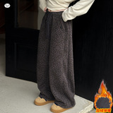 女童豹纹年秋冬新款休闲弯刀裤中大童阔腿长裤保暖香蕉裤，童装裤子，摩比熊