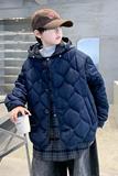 儿童装男童夹棉外套秋冬款新款男孩中大童加厚冬季假两件棉衣，童装外套，摩比熊