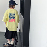 织里童装男童t恤夏季新款儿童短袖上衣宽松中大童夏装衣服潮，童装T恤，摩比熊