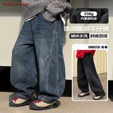 童装男童加绒牛仔裤冬季新款儿童加厚裤子大童冬装保暖长裤潮，童装裤子，摩比熊