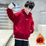 儿童装男童冬装加绒红色卫衣新款中大童款加厚本命拜年服，童装卫衣/绒衫，摩比熊