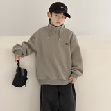 男童红色卫衣冬季儿童加绒加厚一体绒本命年衣服大童马年男孩，童装卫衣/绒衫，摩比熊