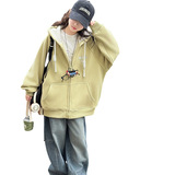 女童外套加绒冬装新款女大童秋冬季衣服儿童连帽上衣加厚，童装外套，摩比熊