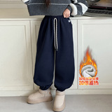 女童加绒裤子冬季新款儿童洋气休闲冬装女大童加厚束脚裤，童装裤子，摩比熊