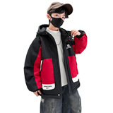 男童加绒棉服外套冬季新款棉衣加厚连帽中大童酷帅男孩派克服，童装棉衣，摩比熊