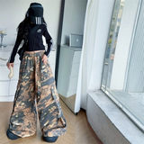 韩版辣妹高腰阔腿裤女童女孩新款高街显瘦时尚高腰长裤潮，童装裤子，摩比熊