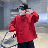 男童卫衣春秋款新款帅气炸街秋装中大童装秋季男孩长袖上衣潮，童装T恤，摩比熊