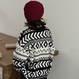 复古套头毛衣男童冬季新款宽松慵懒风高级设计感加厚针织上衣，童装毛衣，摩比熊