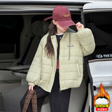 女童韩版洋气加厚棉衣夹棉宽松可拆卸毛线帽子时尚短款上衣潮，童装外套，摩比熊