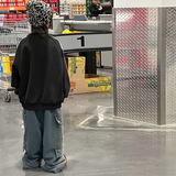 男童韩版字母条纹加绒卫衣新款季中大儿童时髦休闲上衣潮，童装卫衣/绒衫，摩比熊