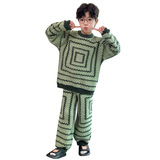 男童睡衣套装珊瑚绒秋冬款新款儿童法兰绒家居服男孩冬加绒厚，童装家居服（睡衣），摩比熊