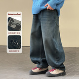 童装男童加绒裤子冬季新款儿童加厚牛仔裤大童秋冬保暖长裤潮，童装裤子，摩比熊